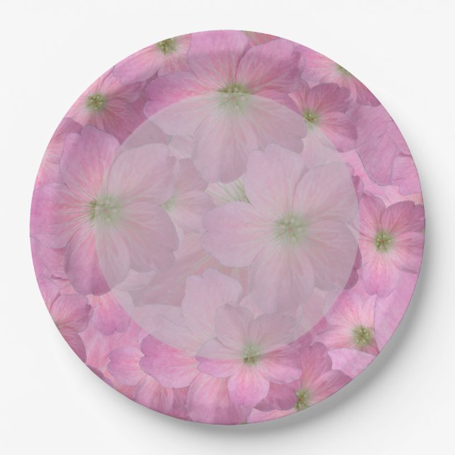 Botanic Garden Pink Flowers Paper Plate (Front)