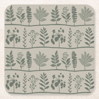 Botanic Gentle Rhythm XL 1b dark green floral Square Paper Coaster