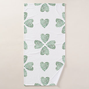 Botanic green ornament, seamless watercolor patter bath towel