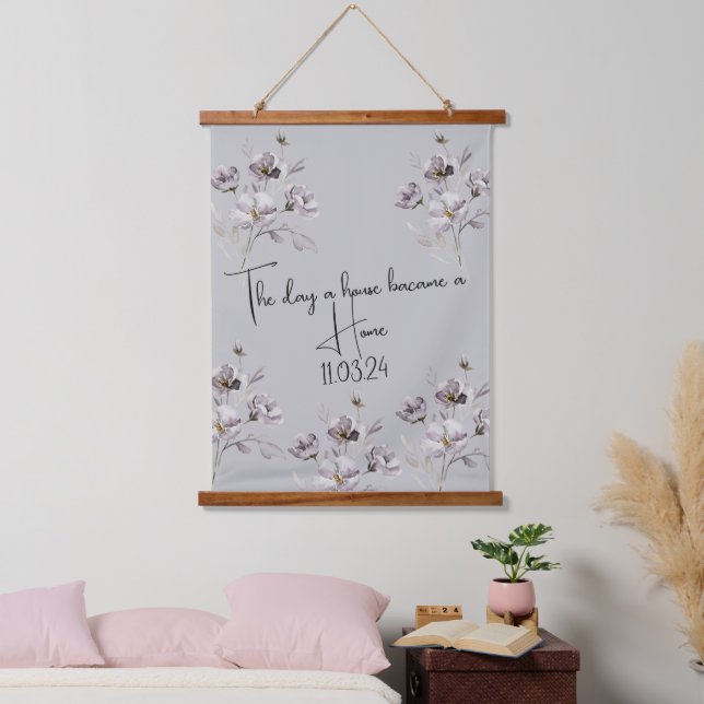Botanic "House becomes a Home" watercolor flower Hanging Tapestry (Bedroom)