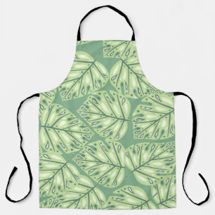 Botanic jungle seamless pattern in pastel green co apron
