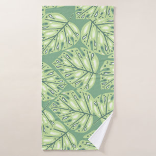 Botanic jungle seamless pattern in pastel green co bath towel