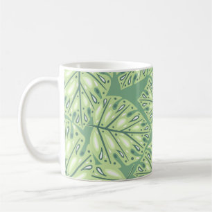 Botanic jungle seamless pattern in pastel green co coffee mug