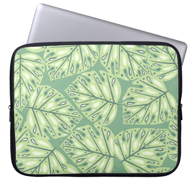 Botanic jungle seamless pattern in pastel green co laptop sleeve (Front)
