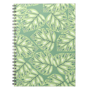 Botanic jungle seamless pattern in pastel green co notebook