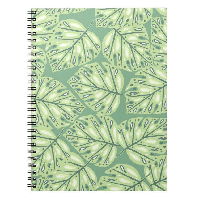 Botanic jungle seamless pattern in pastel green co notebook (Front)