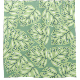 Botanic jungle seamless pattern in pastel green co shower curtain