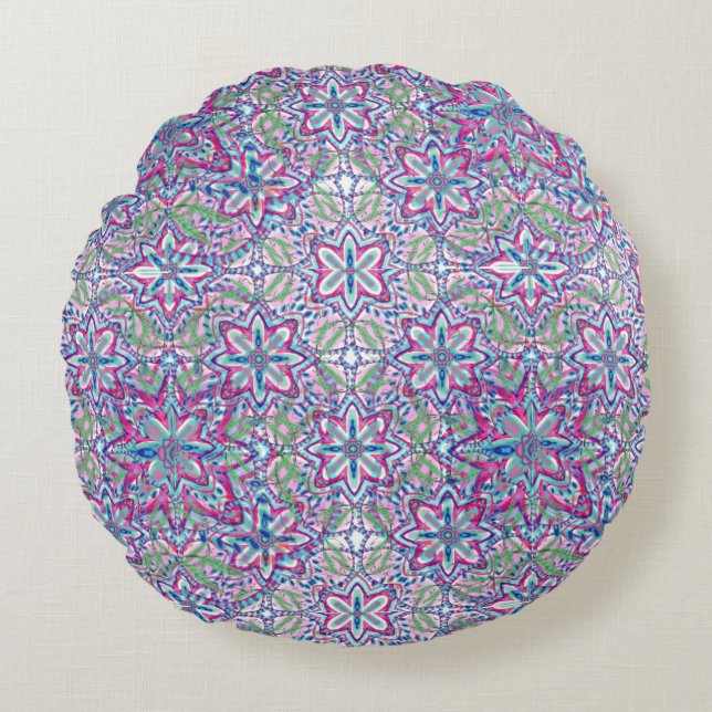 Botanic Kaleido Bloom Round Cushion (Front)