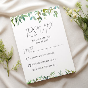 Botanic mint dark green foliage greenery RSVP  Invitation