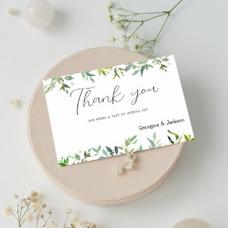 Botanic mint dark green foliage Thank You Invitation