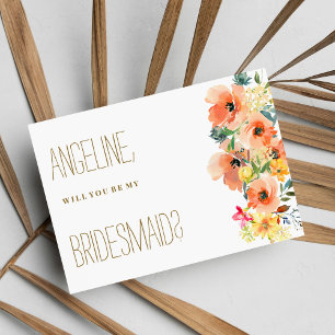 Botanic orange yellow pink summer flora Bridesmaid Invitation
