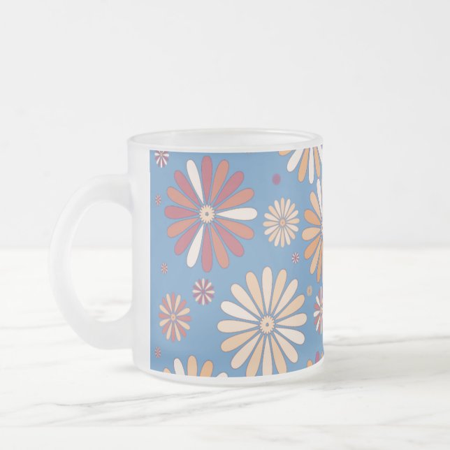 Botanic pattern frosted glass coffee mug (Left)