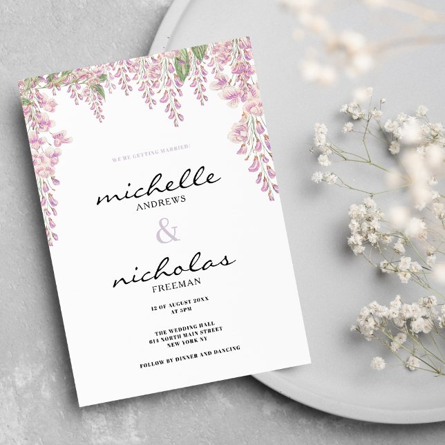 Botanic pink lilac green hyacinth floral wedding  invitation (Botanic pink lilac green hyacinth floral wedding invitation )