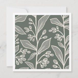 Botanic Reverie Deep Olive Monochrome Botanical Card