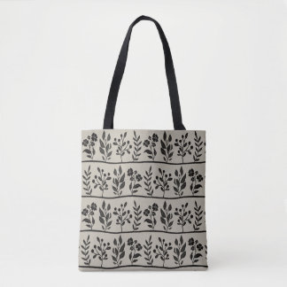 Botanic Rhapsody XL 4 black floral silhouettes Tote Bag