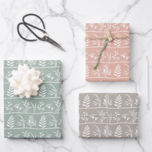Botanic Serenade Soft Minimalist Silhouettes Wrapping Paper Sheet