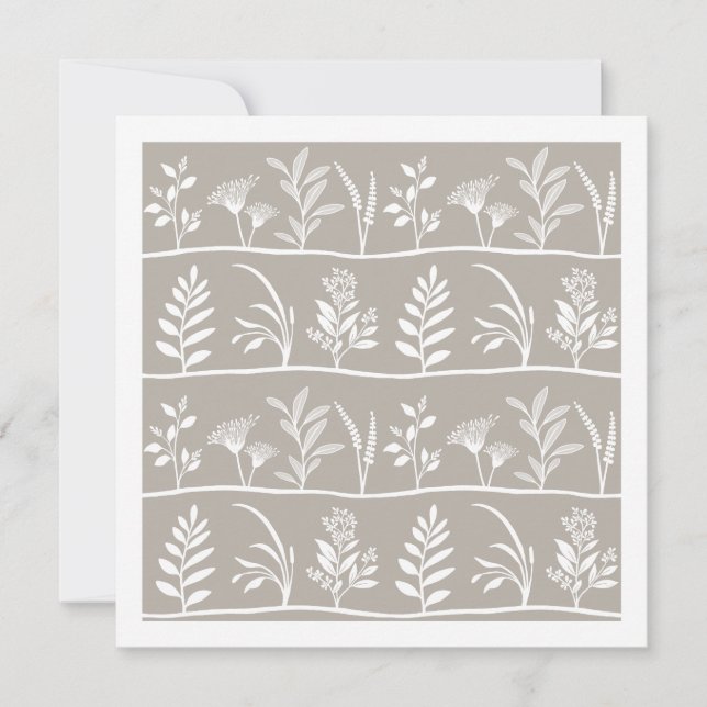Botanic Serenade Soft Taupe Minimalist Silhouettes Card (Front)