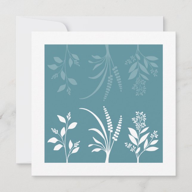 Botanic Serenade Spring Meadow Blue Floral Minimal Card (Front)