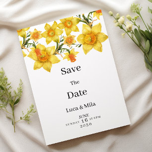 Botanic Spring Golden Daffodil Flora Save the Date Invitation