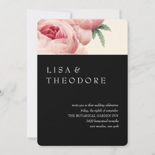 Botanica   Black Vintage  Wedding Invitation