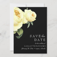 Botanica | Black Vintage Yellow rose SAVE THE DATE