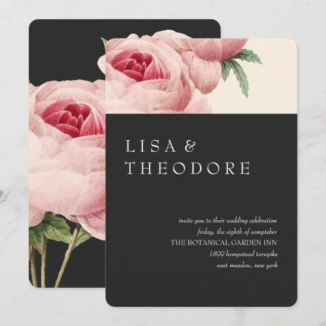 Botanica | Grey Vintage  Wedding Invitation (Front/Back)