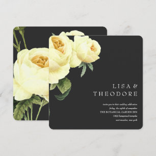 Botanica   Grey Yellow Vintage rose Wedding Invitation