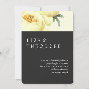 Botanica   Grey Yellow Vintage  Wedding Invitation