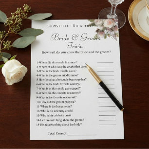 Botanica lbride trivia bridal shower game Card