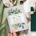 Botanica Save the Date Card<br><div class="desc">Vintage botanical save the date card displays your wedding details uniquely arranged in inky off-black block and calligraphy lettering,  on a background of painted green watercolor leaves,  branches,  ferns and foliage. Soft grey pastel save the date cards reverse to solid dark forest green.</div>
