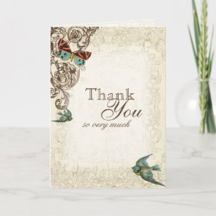 Botanica Wedding Ensemble - Cream Tan Thank You Card