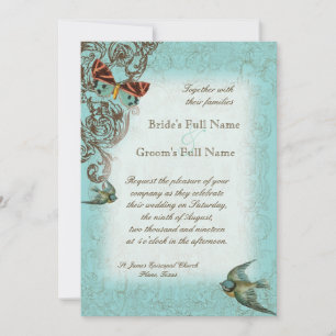 Botanica Wedding Invitation - Aqua Blue