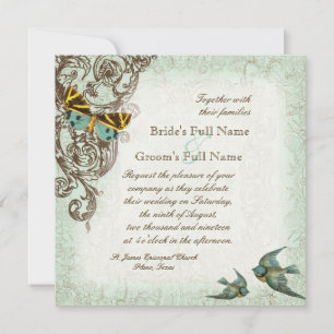 Botanica Wedding Invitation - Blue Green