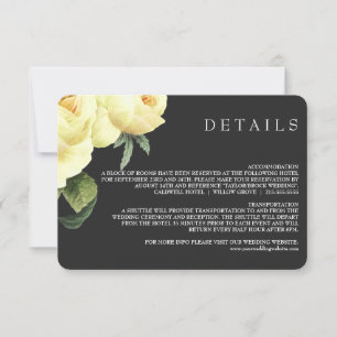 Botanica Yellow Grey Vintage Wedding details Invitation
