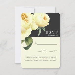 Botanica   Yellow Grey  Wedding RSVP meal option Invitation