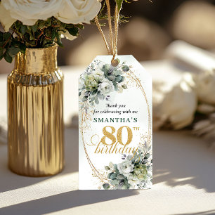 Botanical 80th Birthday Dusty Green Tag