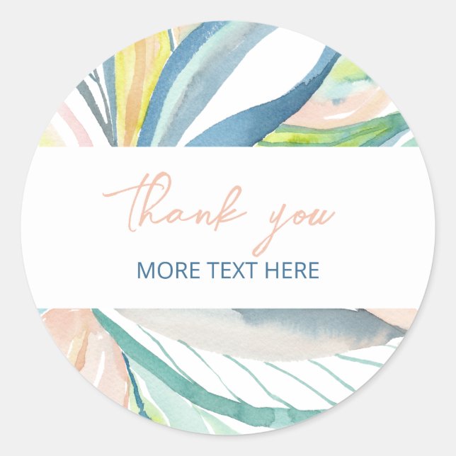 Botanical Abstract Art Custom Thank you Classic Round Sticker (Front)