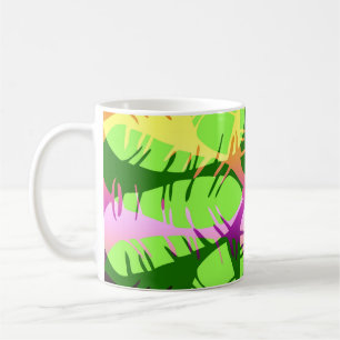 BOTANICAL ABSTRACT BANANA LEAVES COFFEE MUG