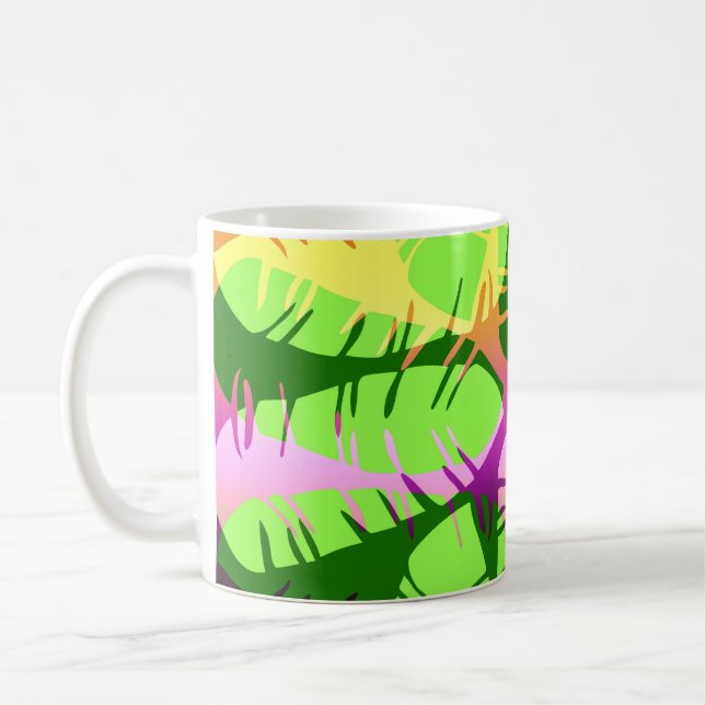 BOTANICAL ABSTRACT BANANA LEAVES  COFFEE MUG (Left)
