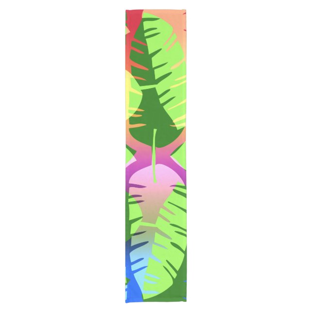 BOTANICAL ABSTRACT BANANA LEAVES SHORT TABLE RUNNER (Front)