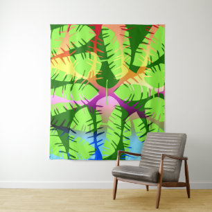 BOTANICAL ABSTRACT BANANA LEAVES  TAPESTRY