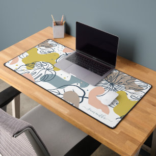 Botanical abstract organic shapes  desk mat