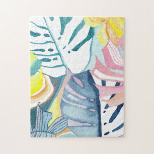 Botanical Abstract Watercolor Art Jigsaw Puzzle