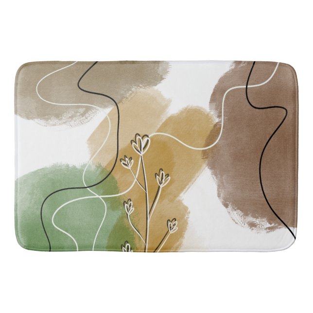 Botanical Abtract Earth Tone Bath Mat (Front)