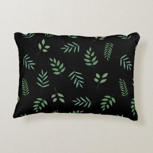 Botanical Accent Pillow – Leaf on Black Design