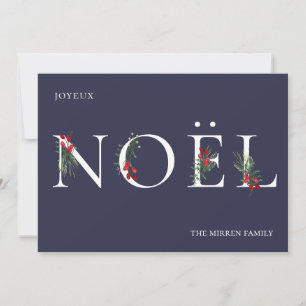 Botanical Adorned NOEL Flat Holiday Card
