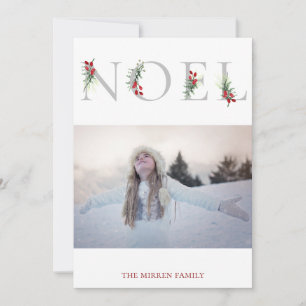 Botanical Adorned NOEL Flat Holiday Photo Card