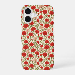 Botanical Aesthetic Red Carnation Floral iPhone 16 Case