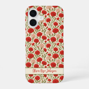 Botanical Aesthetic Red Floral iPhone 16 Case