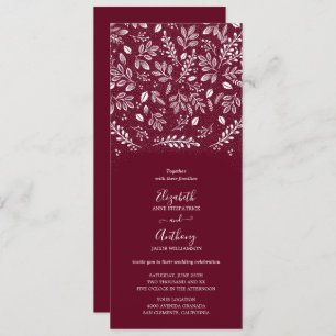 Botanical All In One Burgundy Wedding Invitation
